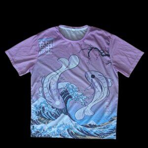 Purple Fish Graphic T-Shirt Men Fits XL